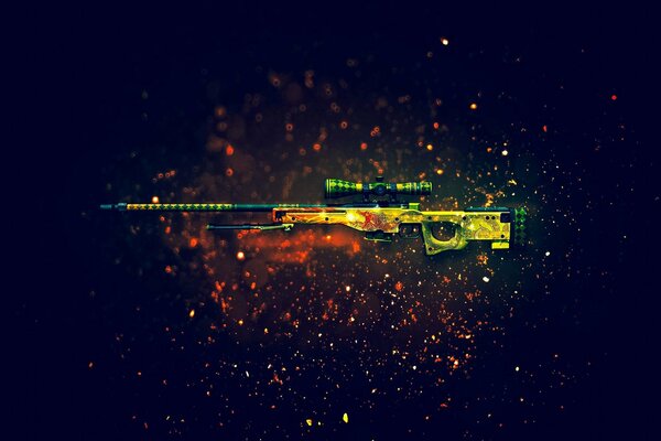 Fusil de sniper sur fond noir