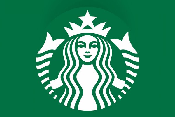 Emblème de café blanc sur fond vert
