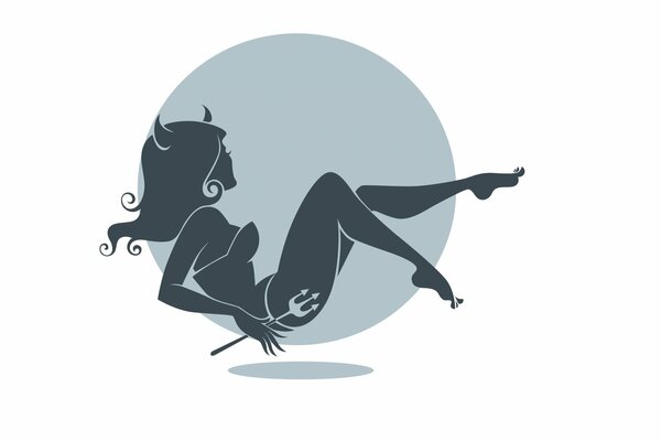 Image de la jeune fille avec des cornes dans le profil sur fond gris