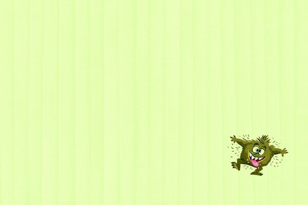 Sur un fond vert, un monstre avec une langue pointue