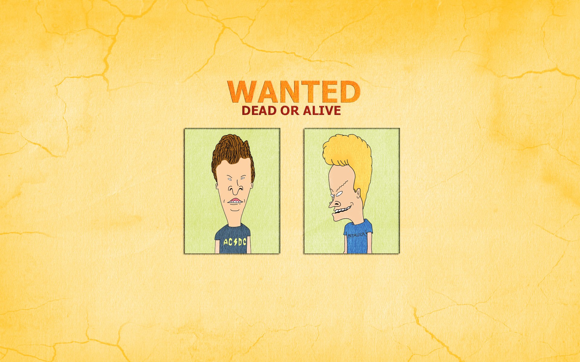 beavis et butt-head recherché vivant ou mort inscription blague minimalisme