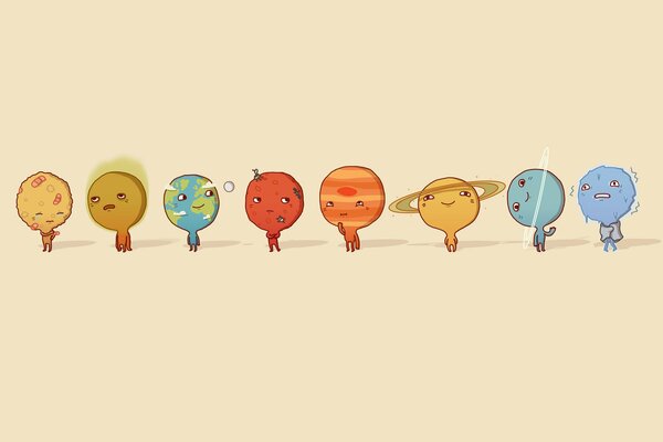 Planètes dessinées à la main-enfants avec caractère