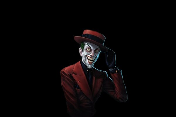 Personnage de bande dessinée en costume rouge joker