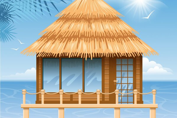Des vacances sous le soleil sur la mer dans une cabane
