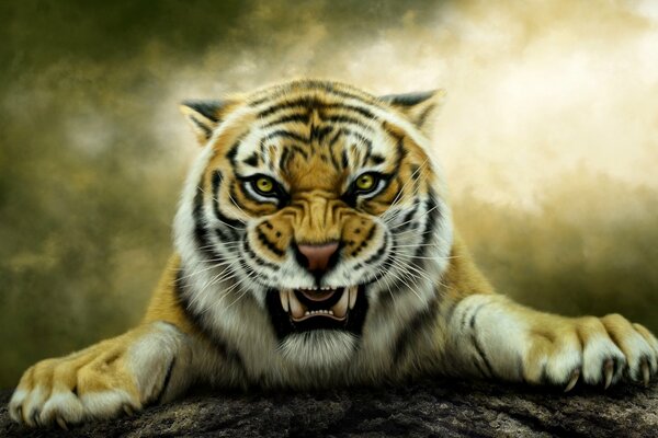 Tigre prédateur et sourire terrible
