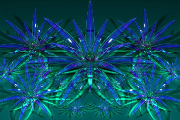 L abstraction de verre dans les tons bleu et vert