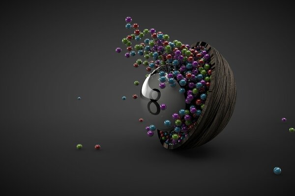 Un bol avec des bonbons en forme de boules de billard