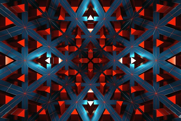 Les lignes rouges et bleues dans les peintures