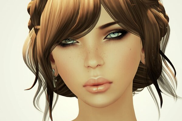 Rendu d art avec une fille avec un fond neutre