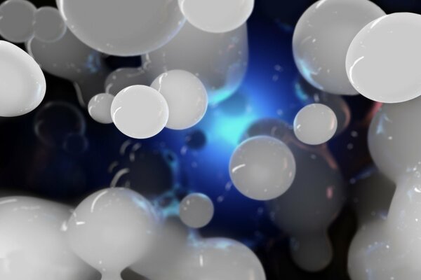 Boules blanches en masse bleue