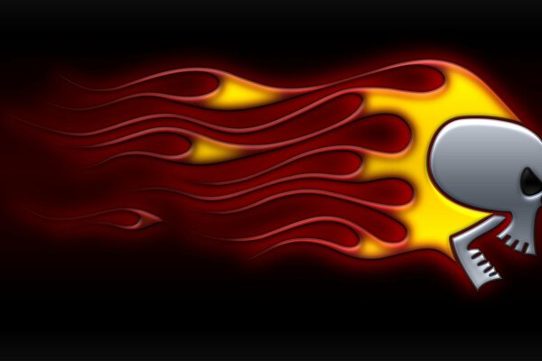 Modèle de logo de crâne et de la flamme