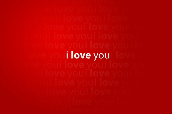 I love you. Police blanche sur fond rouge