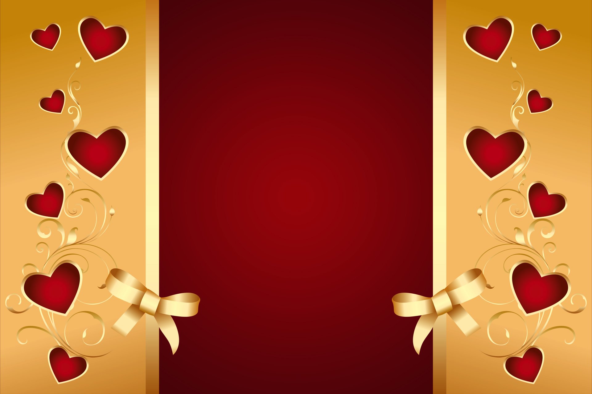 rouge or coeurs arc romantique amour valentine fond coeurs