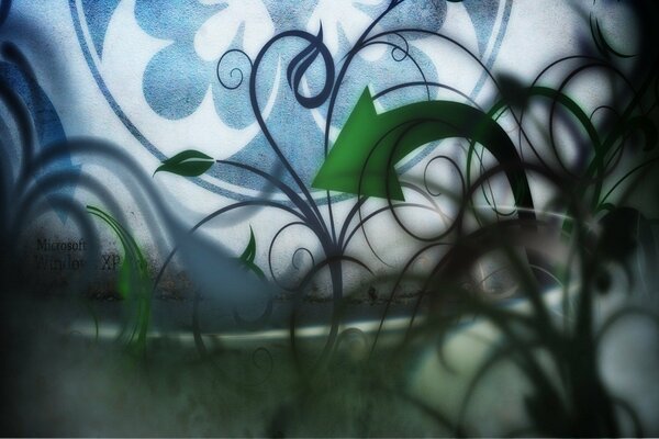 Abstraction de l herbe, des boucles et des flèches