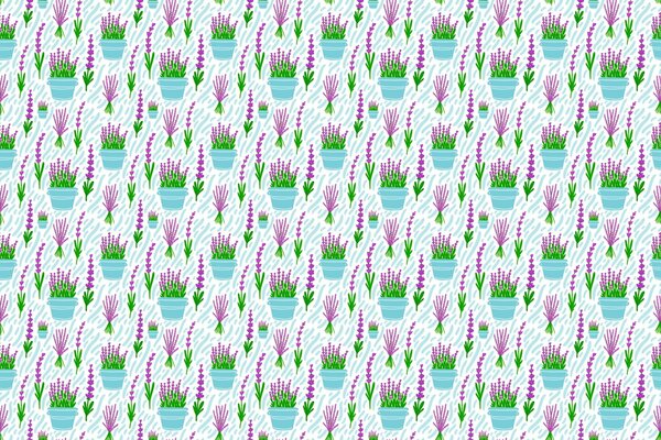 Fleurs de lavande peintes dans des pots de fleurs