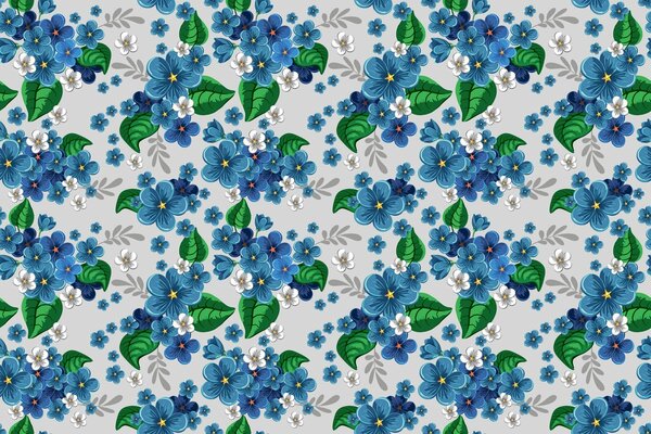 Motif de fleurs bleues sur le mur