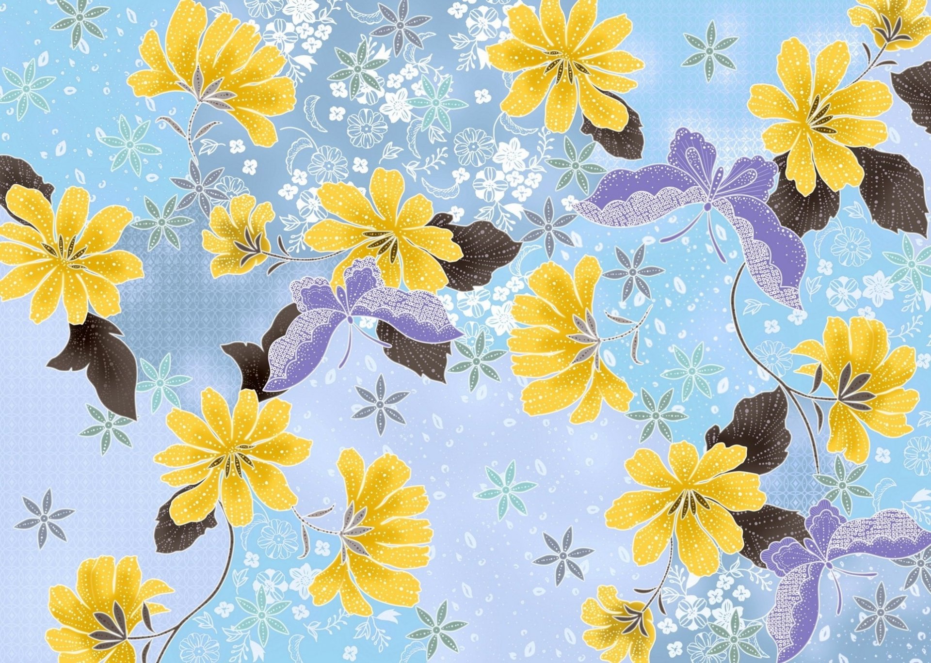 papillons fleurs feuilles