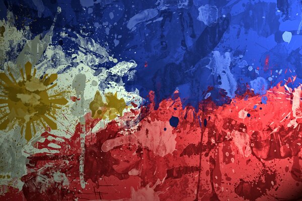Drapeau de la République des Philippines en couleurs