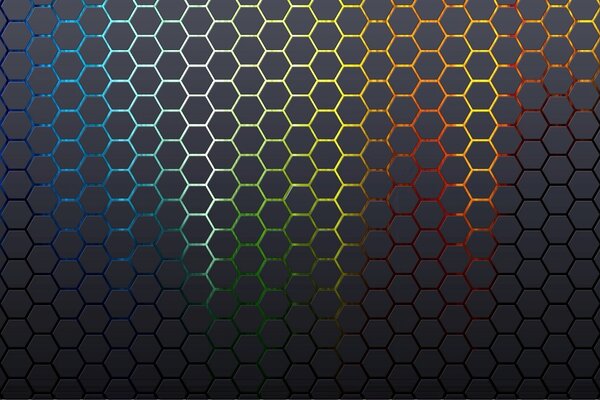 Motif multicolore en nid d abeille sur fond noir