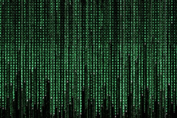 Matrice. Programmeur. Symboles sur fond noir