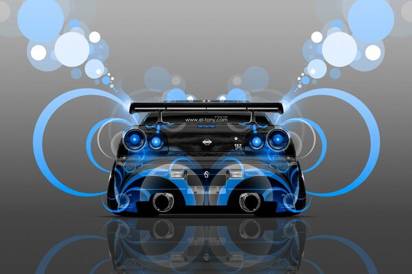 Nissan noir avec aérographe bleu