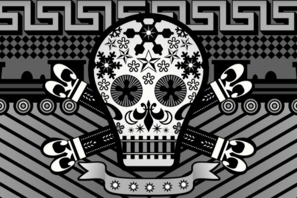 Image graphique de crâne noir et blanc