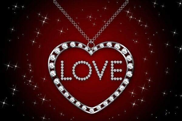 Collier en argent avec lettre d Amour en diamants