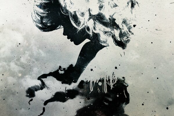 Silhouette d une fille sous la forme d un BLOB