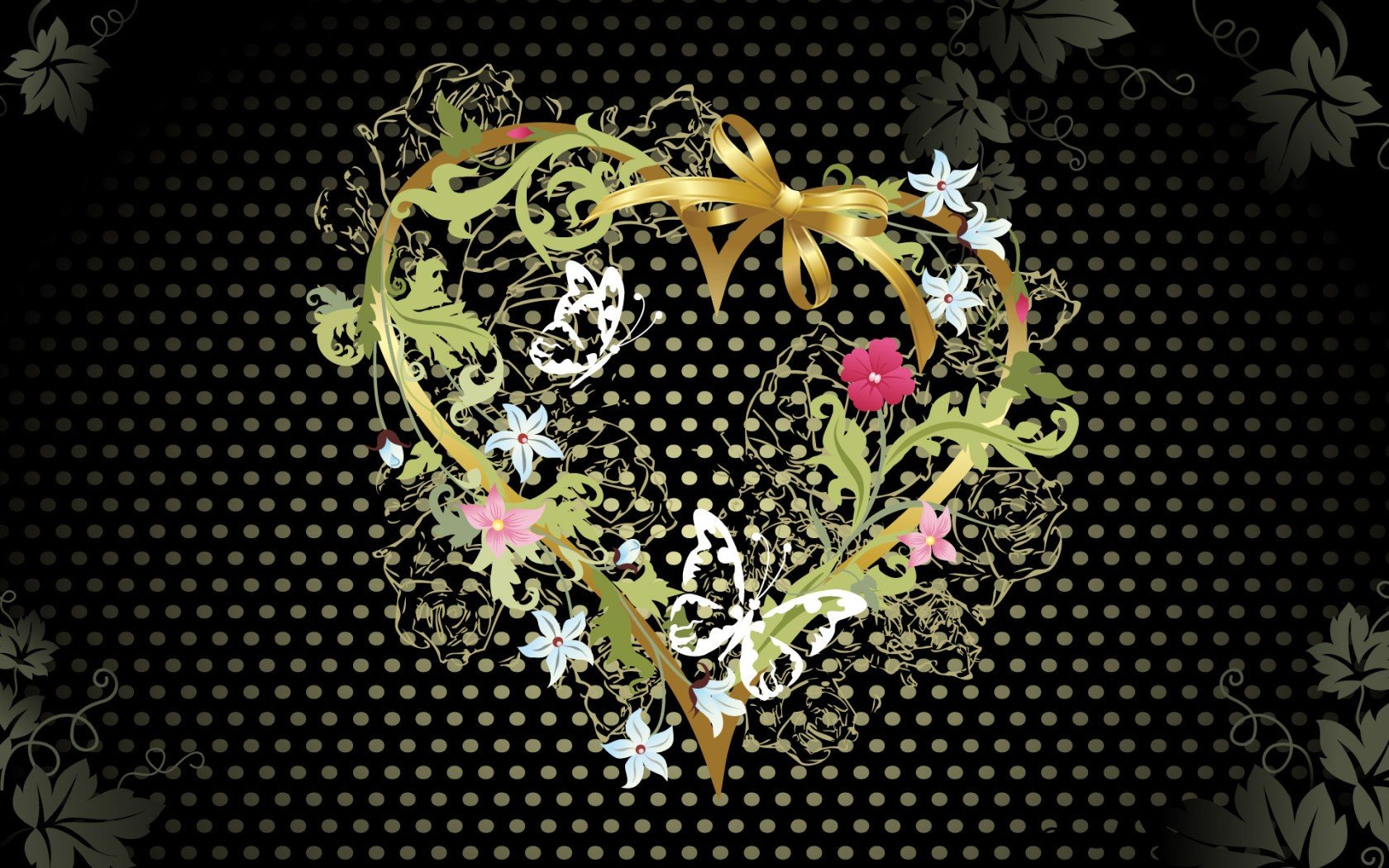 coeur fleurs noir