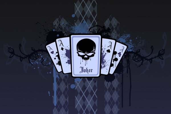 Un jeu de cartes avec un joker à la tête