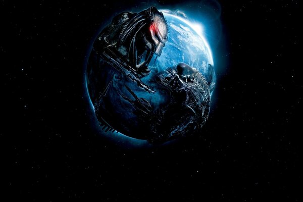 Predator vs Alien sur fond de terre