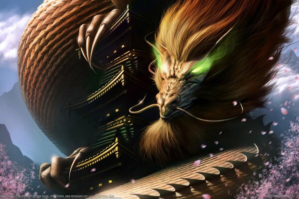 Fond d écran fantastique CG avec dragon