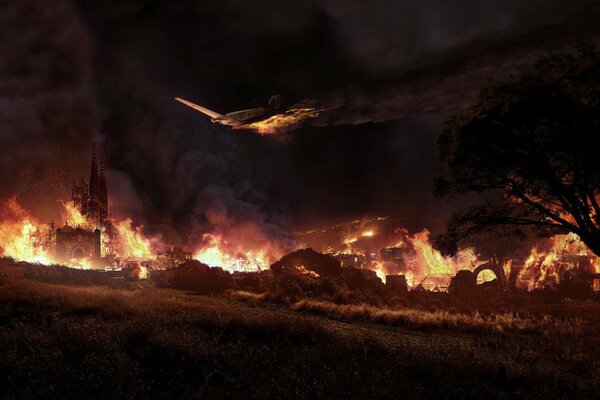 Flamme dans la nuit Propagation du feu