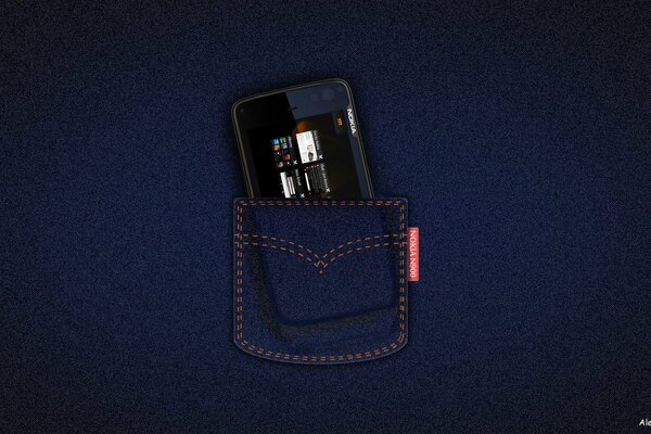 La moitié du téléphone sort de la poche