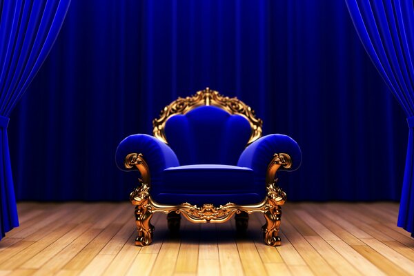 Fauteuil bleu debout sur scène