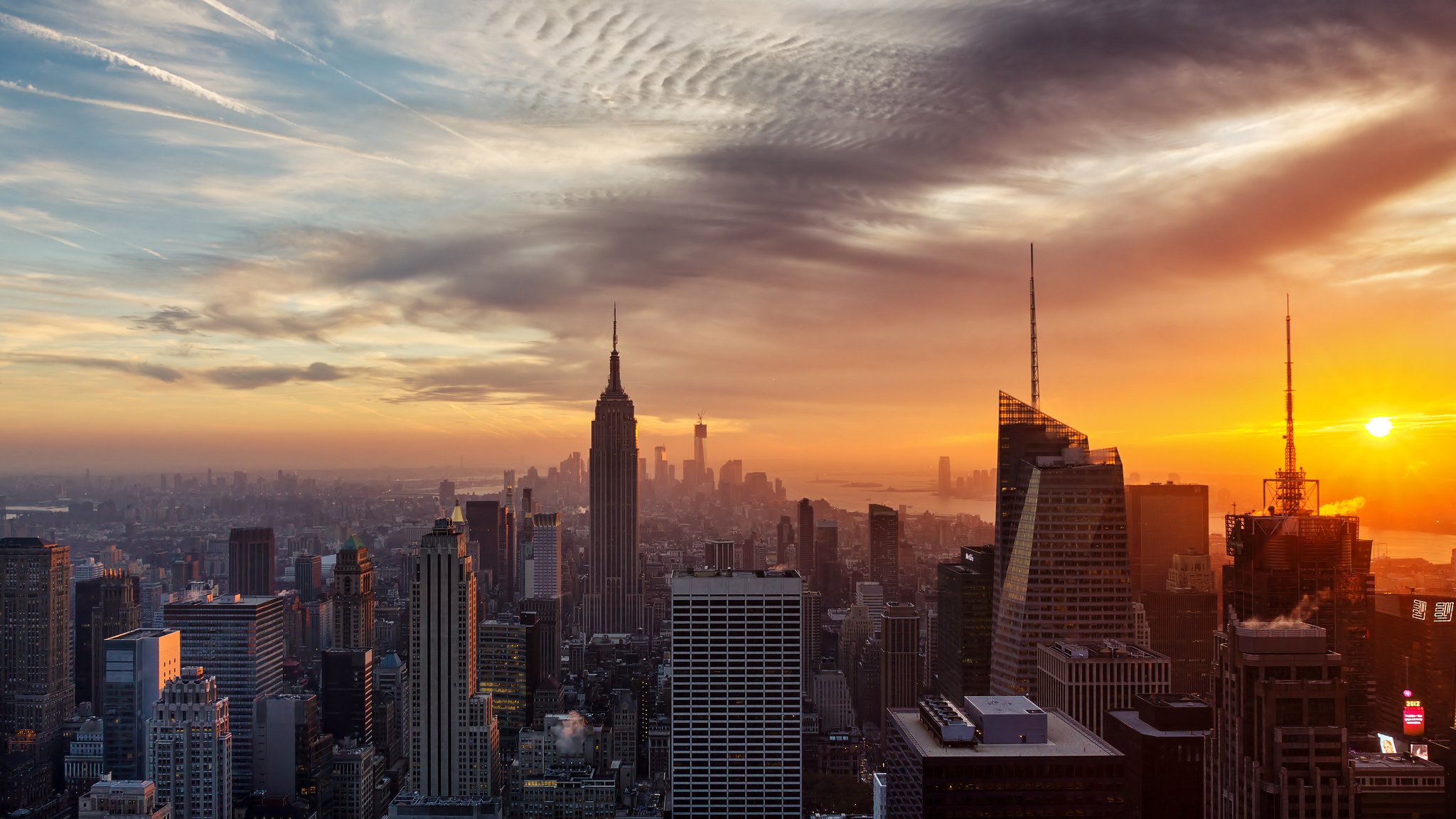 ville new york états-unis maison coucher de soleil