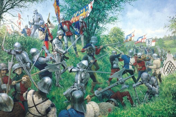 Art bataille sur la colline en été