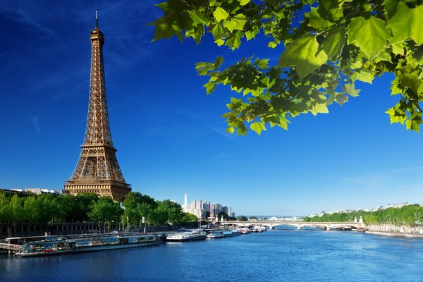 La tour Eiffel se dresse à côté de la rivière