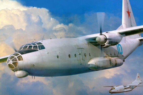 Avion de transport militaire an-8 en exercice