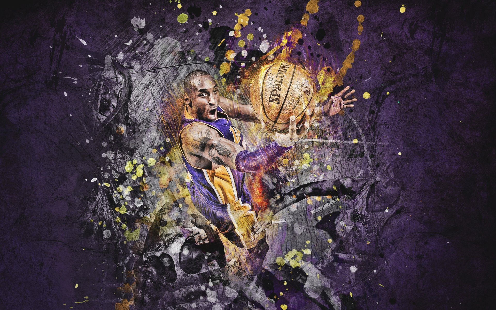 kobe bryant lakers joueur basket-ball figure balle spalding violet
