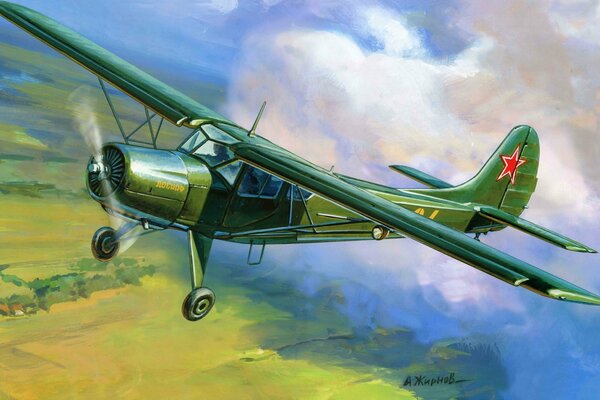 Avion vert avec étoile militaire