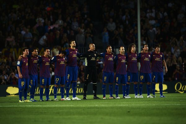 Équipe de Barcelone avant le match de football