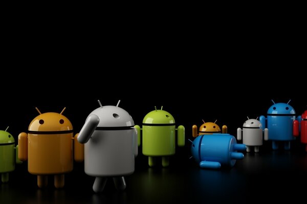 Robots multicolores sur fond noir