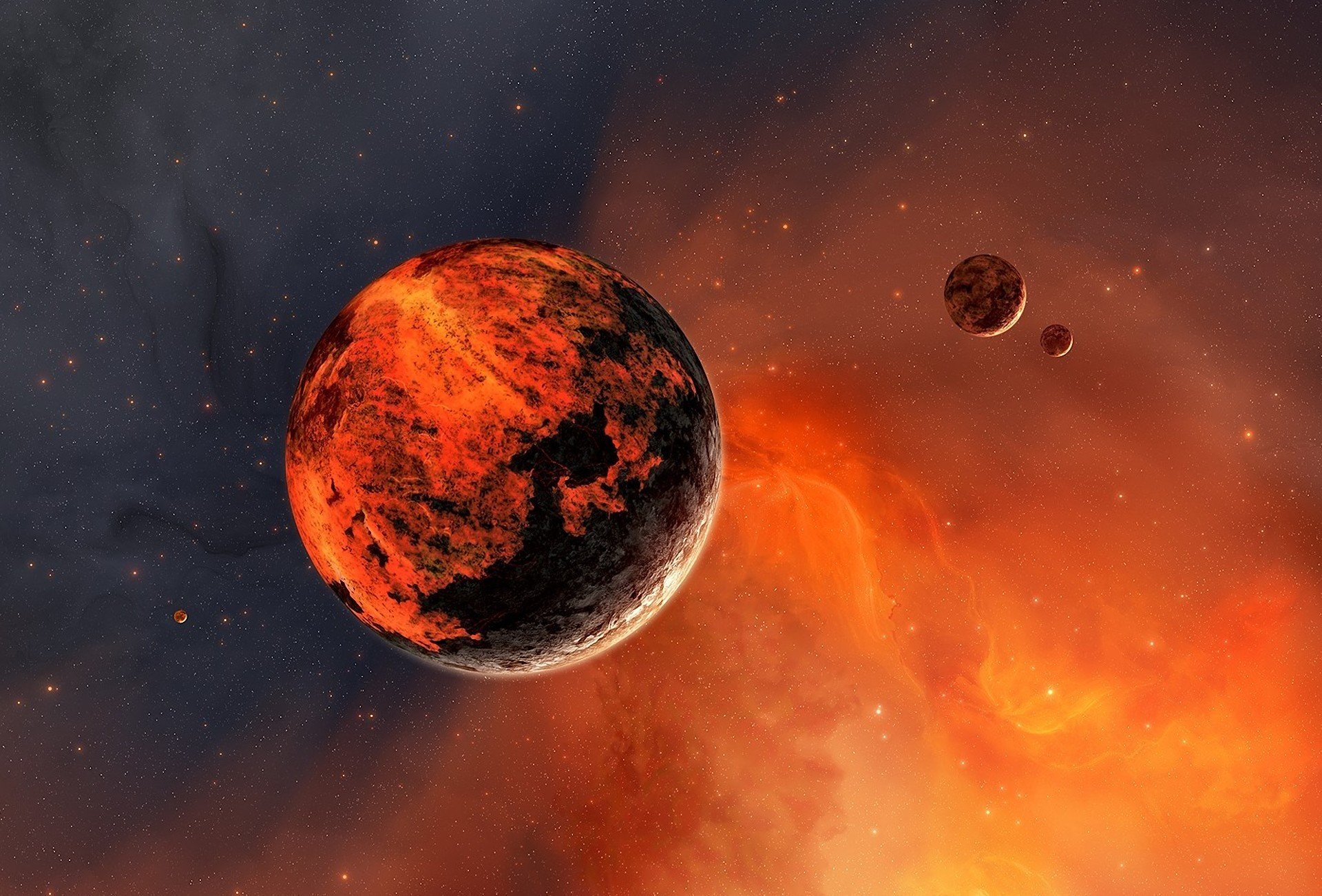 art joejesus espace planète satellites étoiles nébuleuse