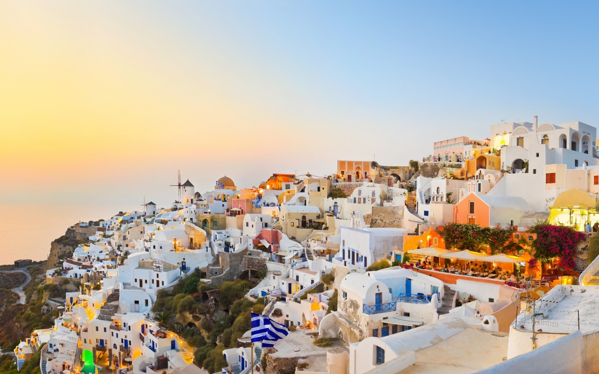 paysage nature mer santorin grèce maisons