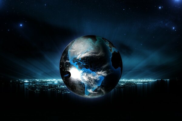 Planète terre au clair de lune
