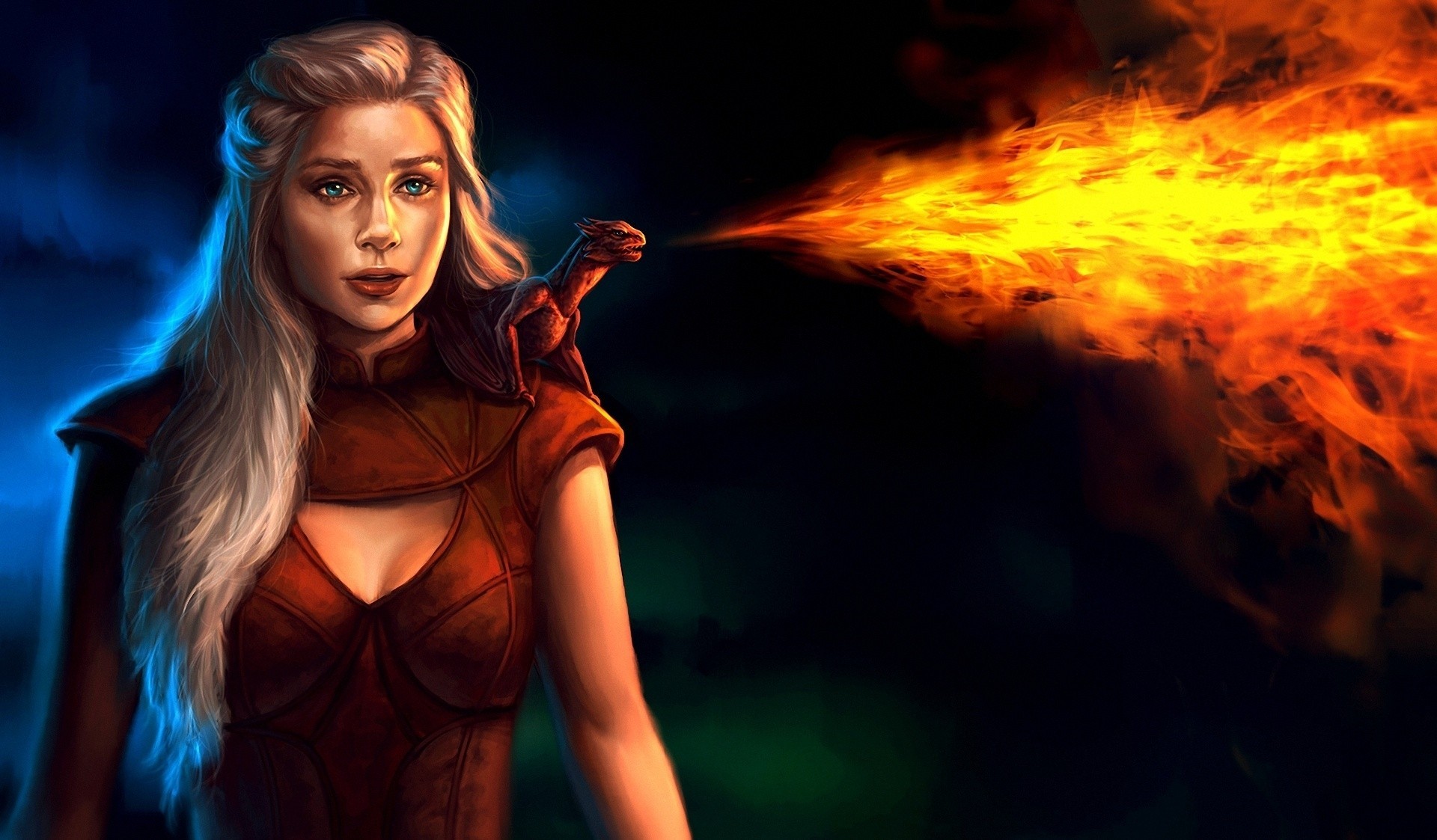 feu dragon art fille game of thrones
