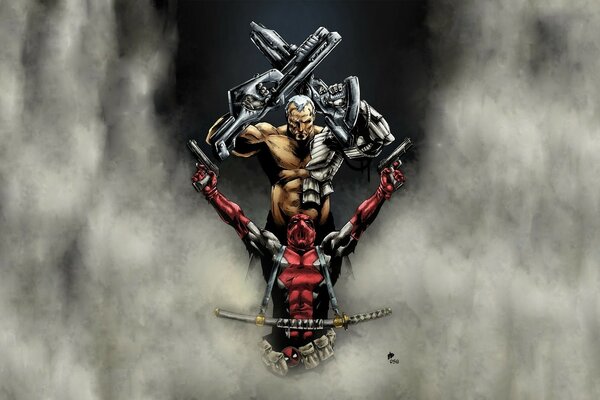 Deadpool comics et super-héros dans le brouillard