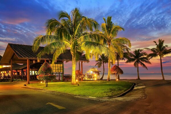 Couchers de soleil irréels de la côte tropicale