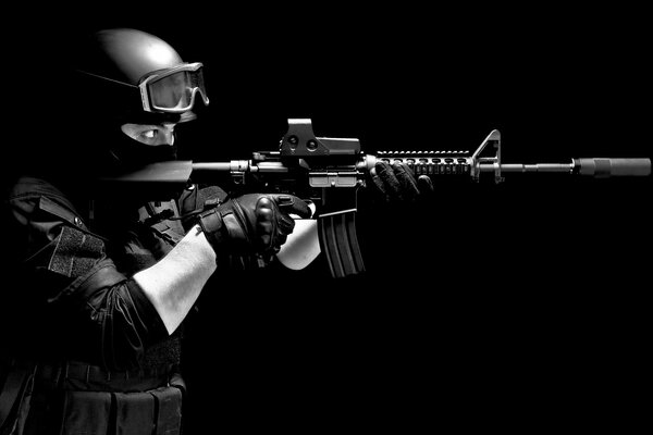 Sniper sur fond noir